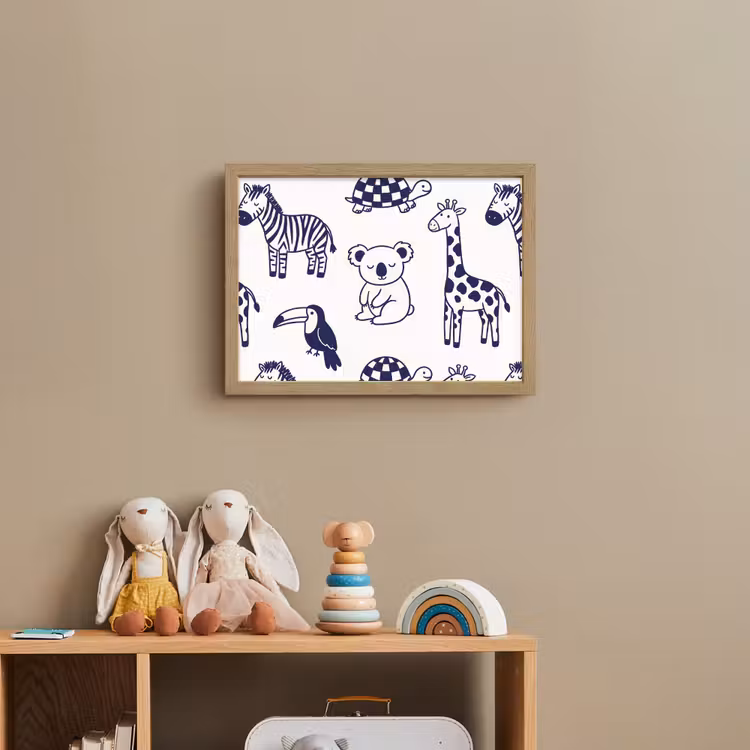 Nachtlicht Kinder - Tiere – Muster – Kinderzimmer – Grafisch – Weiß-Blau — 3