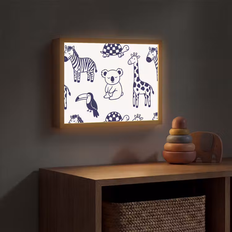 Nachtlicht Kinder - Tiere – Muster – Kinderzimmer – Grafisch – Weiß-Blau — 4