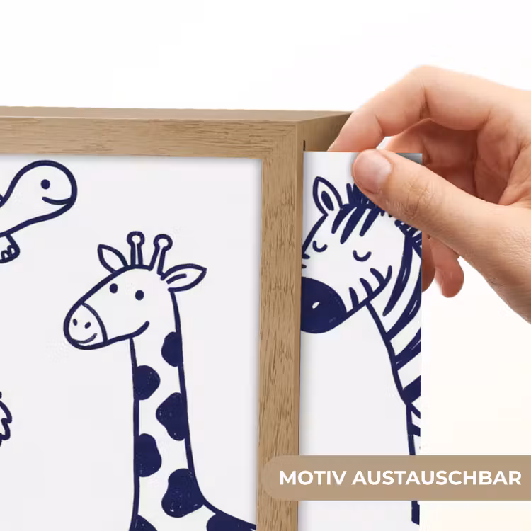 Nachtlicht Kinder - Tiere – Muster – Kinderzimmer – Grafisch – Weiß-Blau — 5