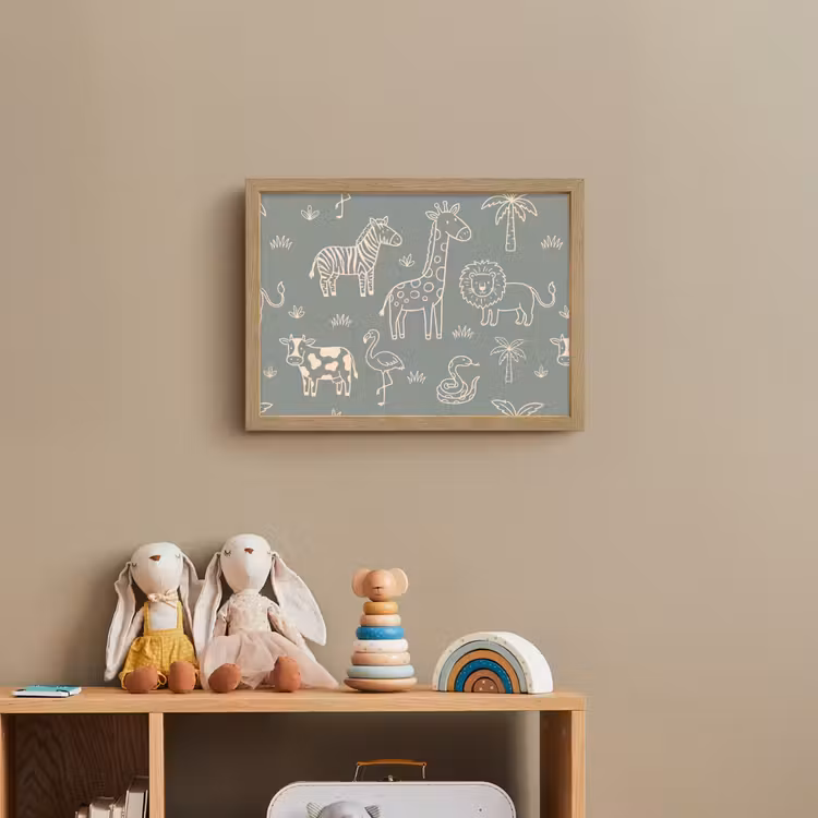 Nachtlicht Kinder - Tiere – Safari – Muster – Illustration – Grün — 3