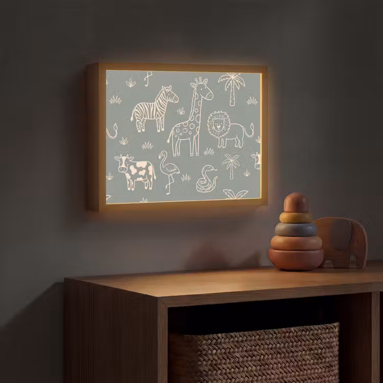 Nachtlicht Kinder - Tiere – Safari – Muster – Illustration – Grün — 4