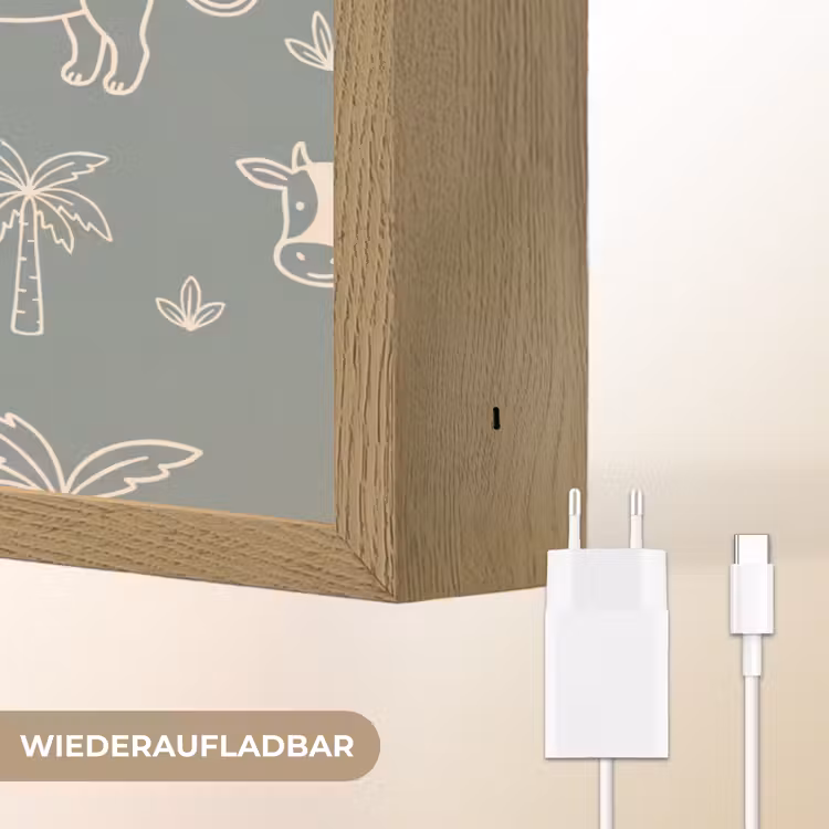 Nachtlicht Kinder - Tiere – Safari – Muster – Illustration – Grün — 9