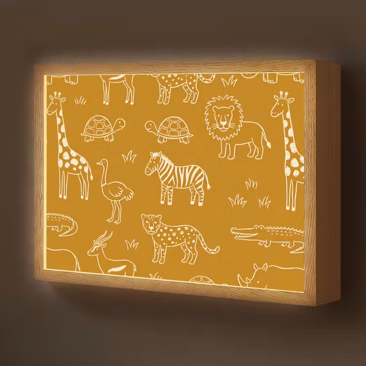 Nachtlicht Kinder - Tiere – Safari – Muster – Kindlich – Ocker — 1