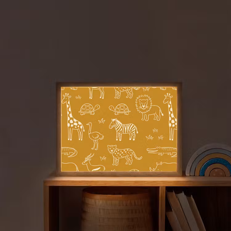 Nachtlicht Kinder - Tiere – Safari – Muster – Kindlich – Ocker — 2