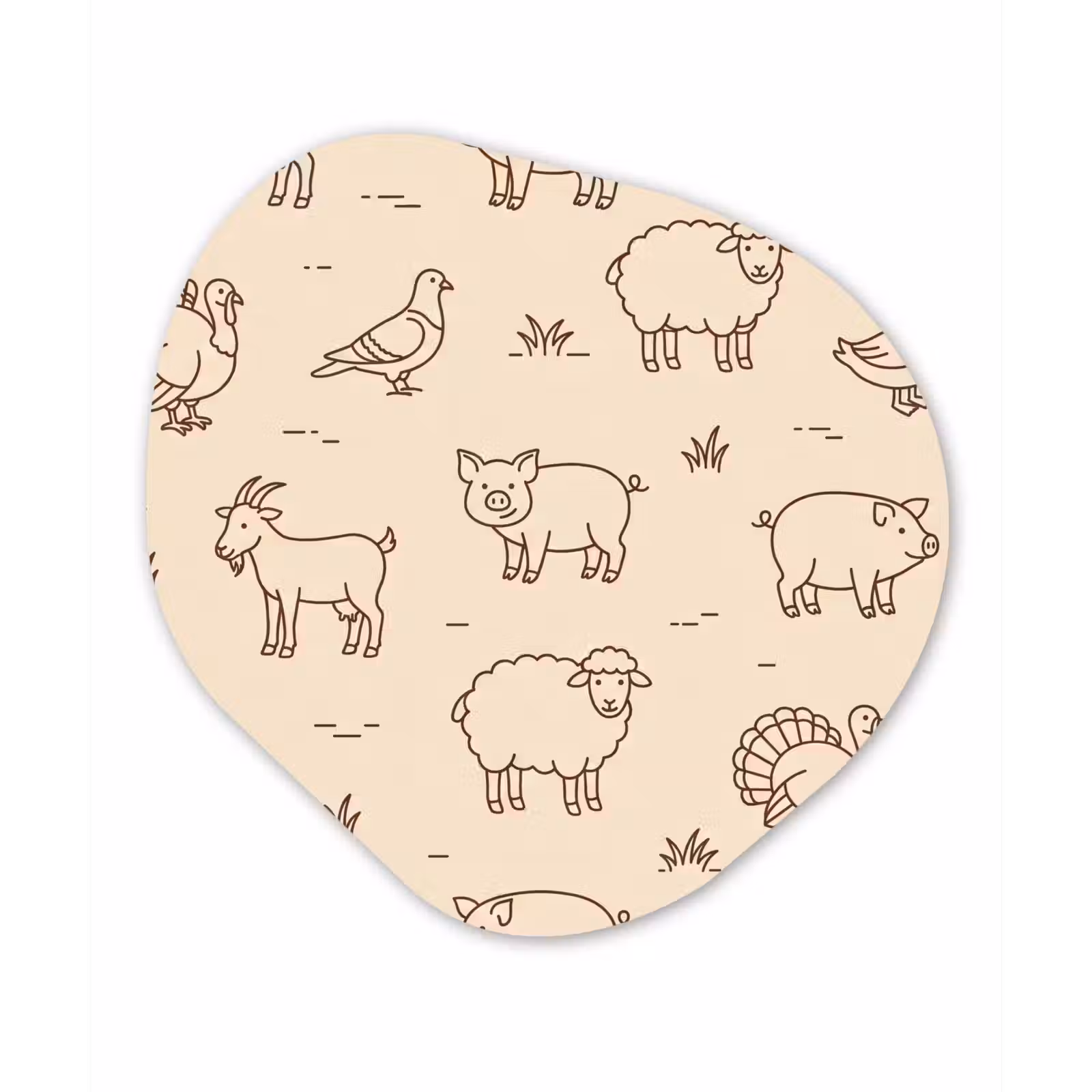 Alu-Dibond-Bild Organische Form - Tiere – Muster – Bauernhof – Minimalistisch – Beige — 1