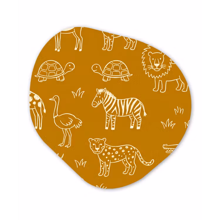Alu-Dibond-Bild Organische Form - Tiere – Safari – Muster – Kindlich – Ocker — 1