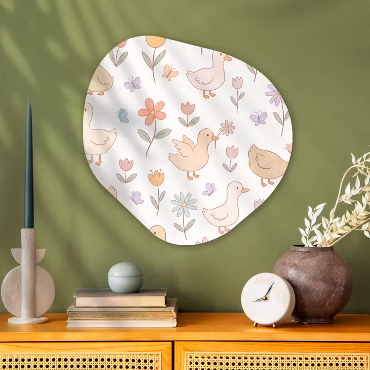 Alu-Dibond-Bild Organische Form - Vogel – Blumen – Muster – Pastell – Tiere — 2
