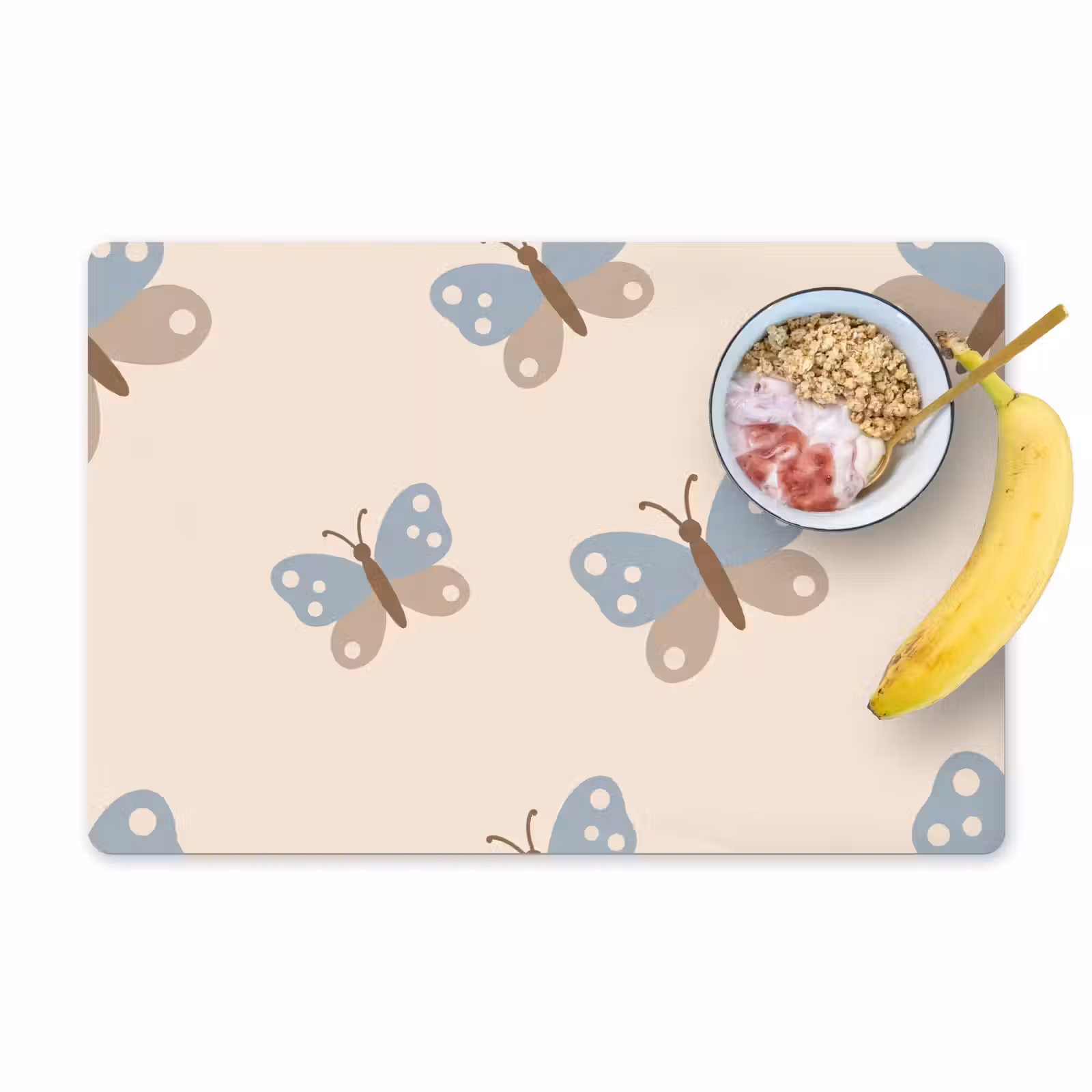 Tischset - 6 Stück - Insekt – Schmetterlingsmuster – Abstrakt – Blau – Beige — 1