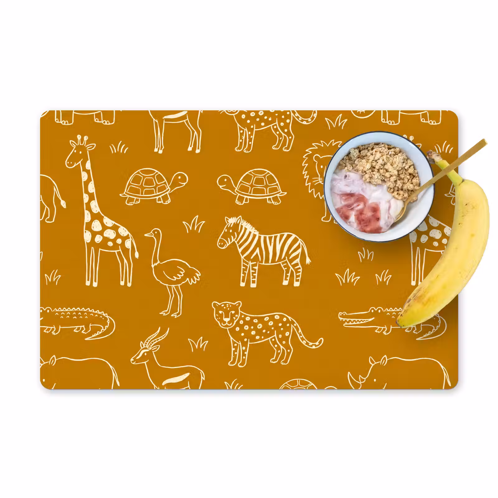 Tischset - 6 Stück - Tiere – Safari – Muster – Kindlich – Ocker — 1