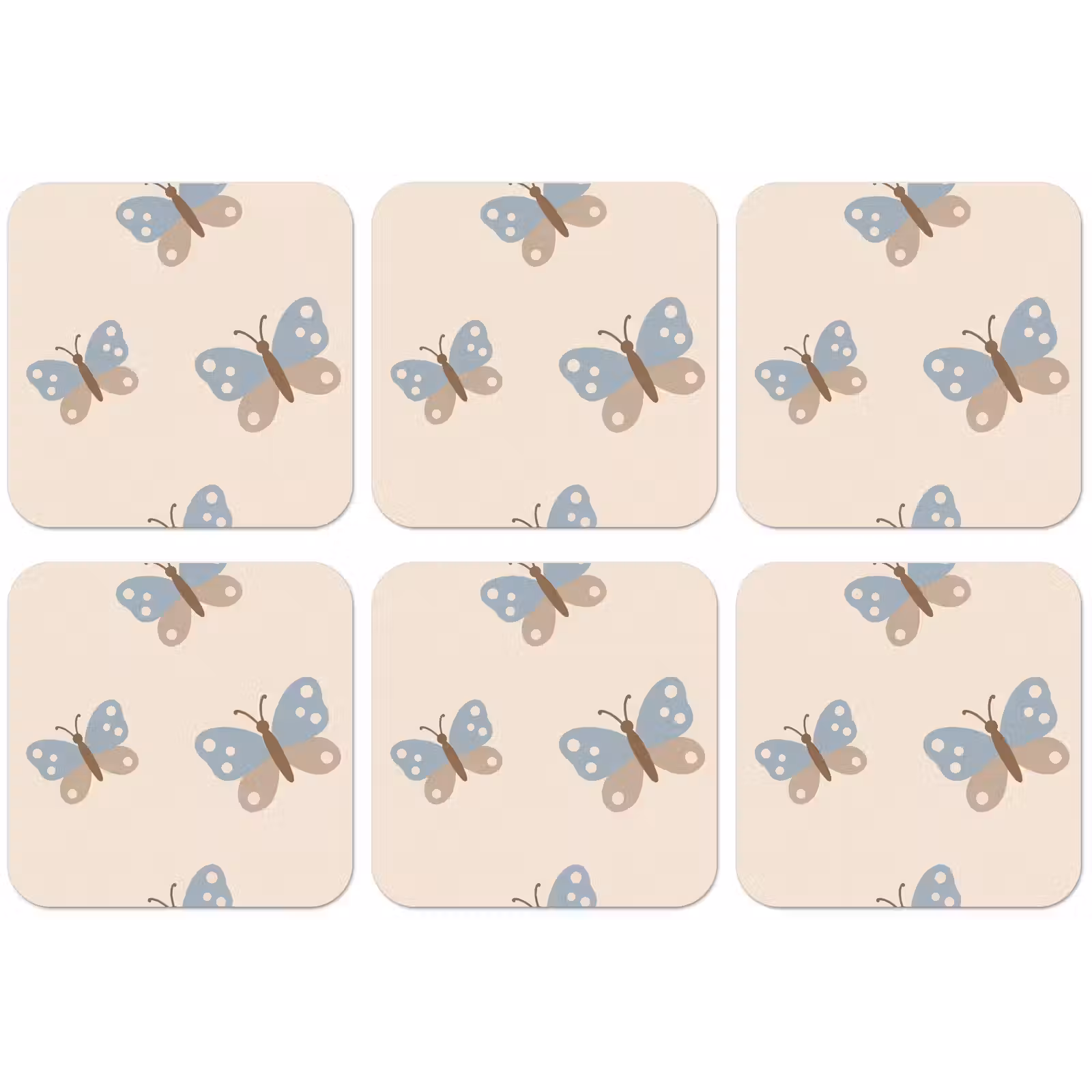 Untersetzer - Insekt – Schmetterlingsmuster – Abstrakt – Blau – Beige — 1