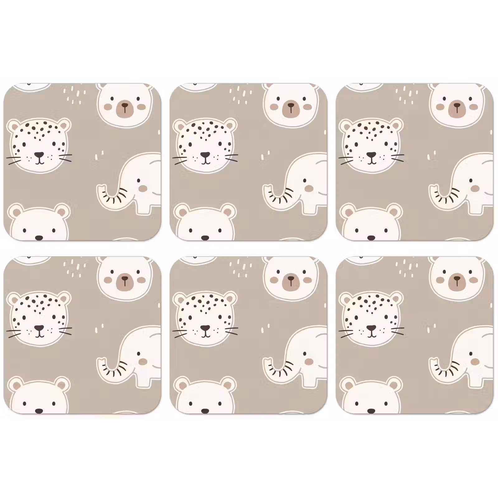 Untersetzer - Tiere – Muster – Illustration – Modern – Beige — 1