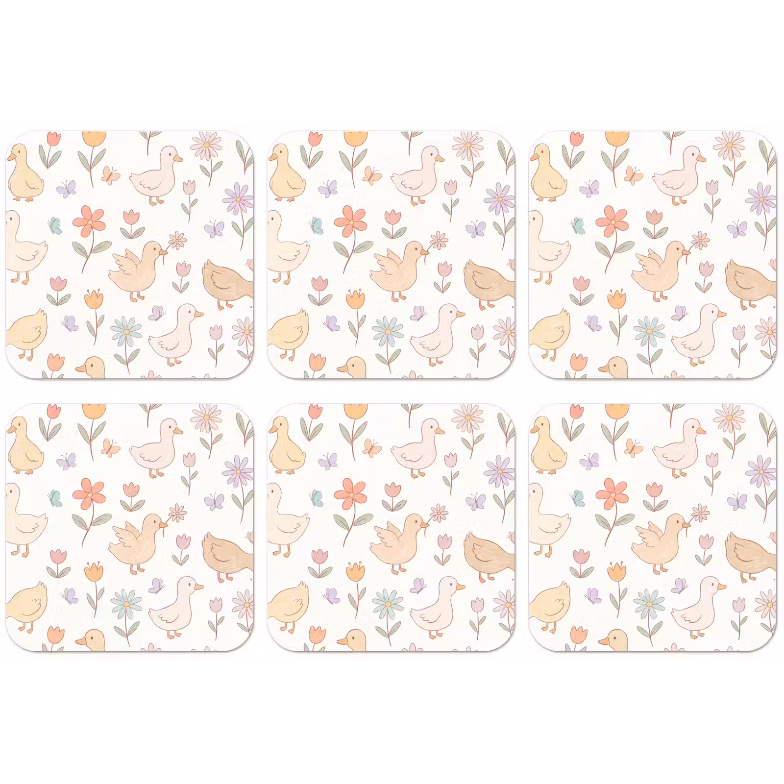 Untersetzer - Vogel – Blumen – Muster – Pastell – Tiere — 1