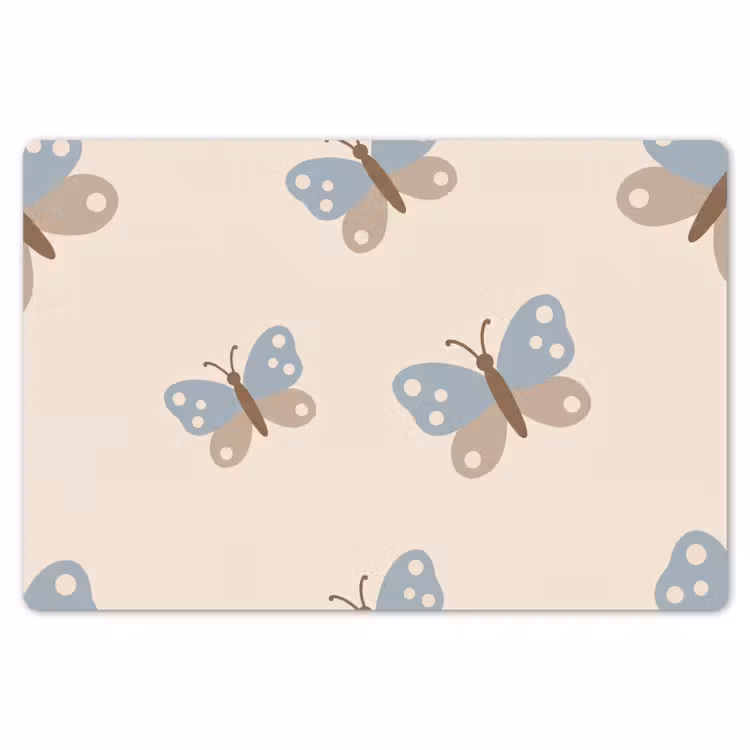 Tischset - 6 Stück - Insekt – Schmetterlingsmuster – Abstrakt – Blau – Beige — 6