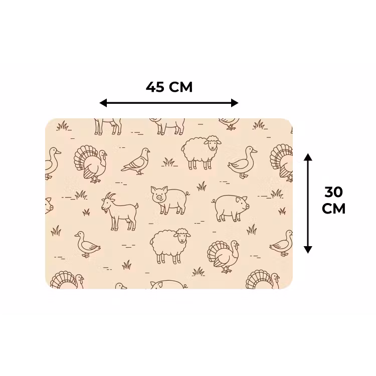 Tischset - 6 Stück - Tiere – Muster – Bauernhof – Minimalistisch – Beige — 3