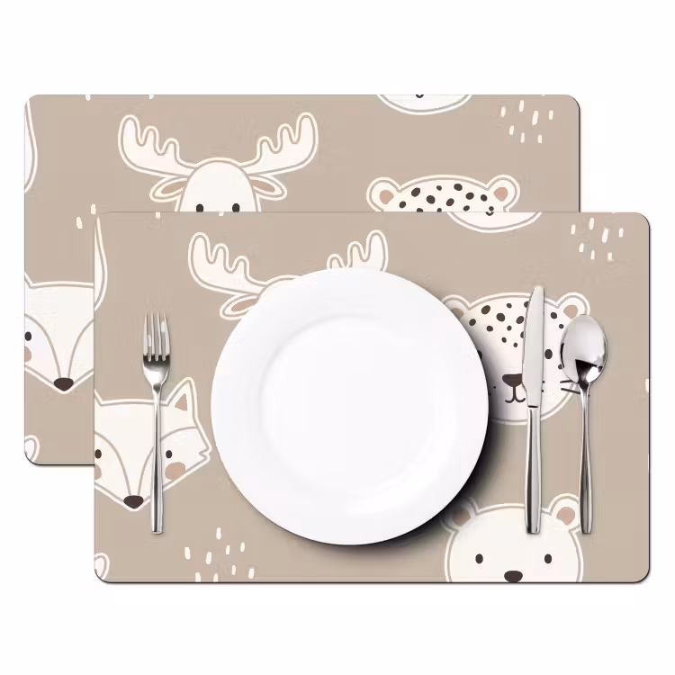 Tischset - 6 Stück - Tiere – Muster – Illustration – Modern – Beige — 2