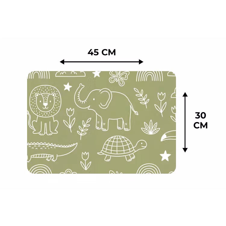 Tischset - 6 Stück - Tiere – Muster – Illustration – Natur – Grün — 3
