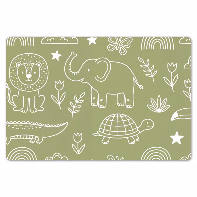 Tischset - 6 Stück - Tiere – Muster – Illustration – Natur – Grün — 6