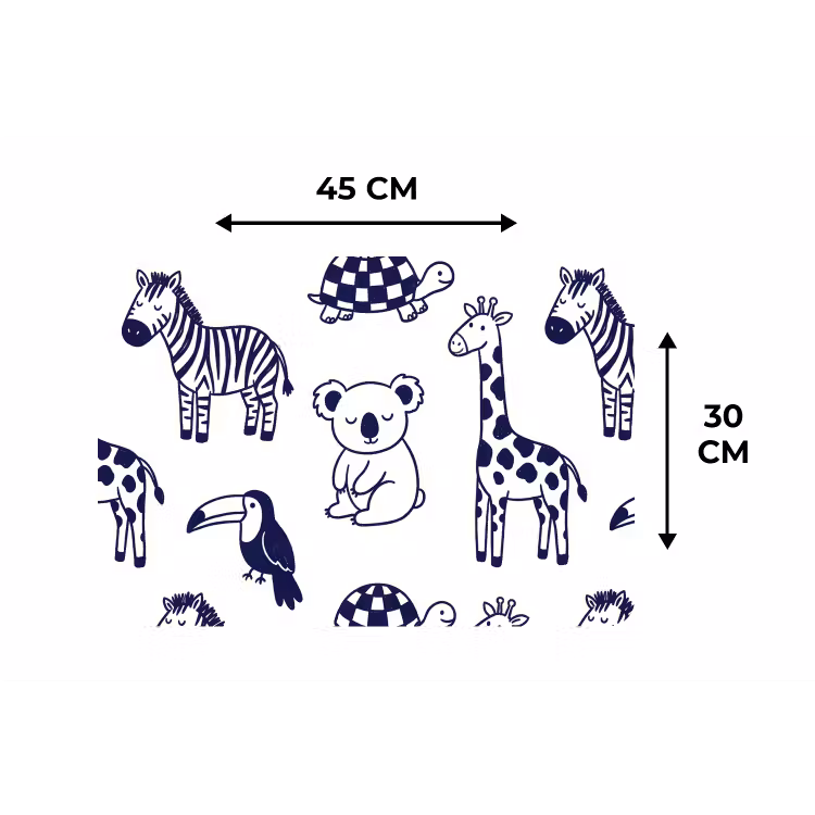 Tischset - 6 Stück - Tiere – Muster – Kinderzimmer – Grafisch – Weiß-Blau — 3