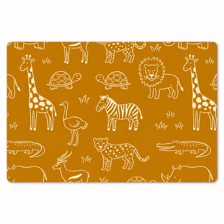 Tischset - 6 Stück - Tiere – Safari – Muster – Kindlich – Ocker — 6