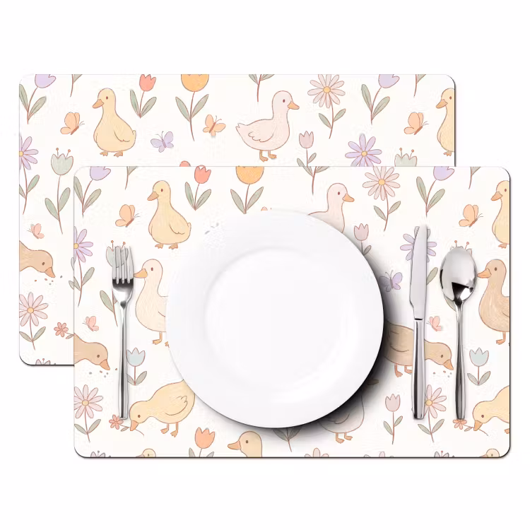 Tischset - 6 Stück - Vogel – Blumen – Muster – Pastell – Tiere — 2