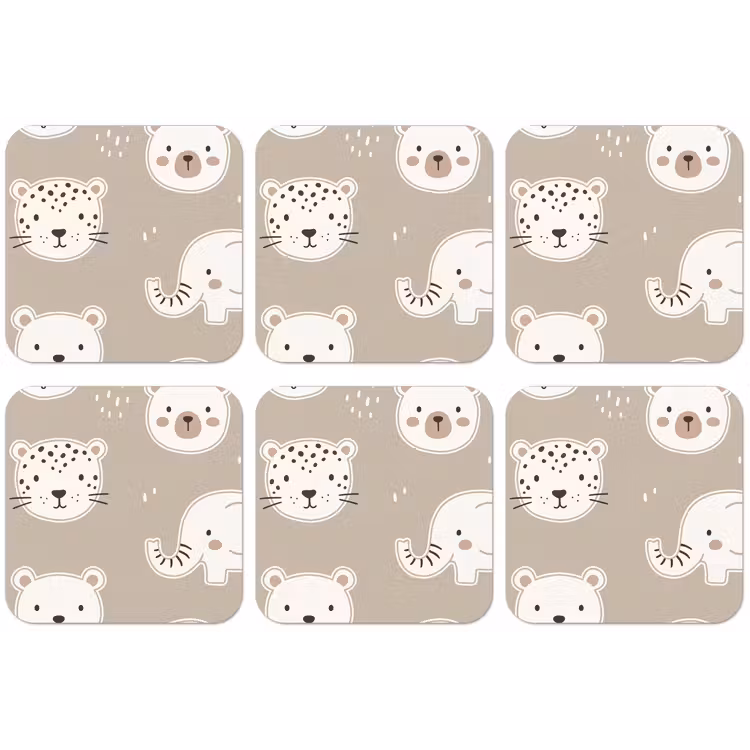 Untersetzer - Tiere – Muster – Illustration – Modern – Beige — 1