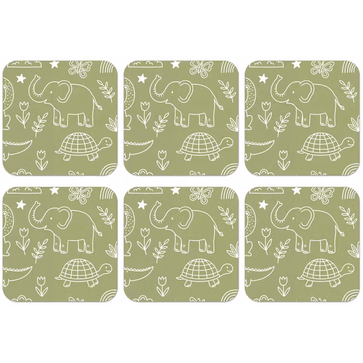 Untersetzer - Tiere – Muster – Illustration – Natur – Grün — 1