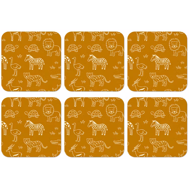Untersetzer - Tiere – Safari – Muster – Kindlich – Ocker — 1