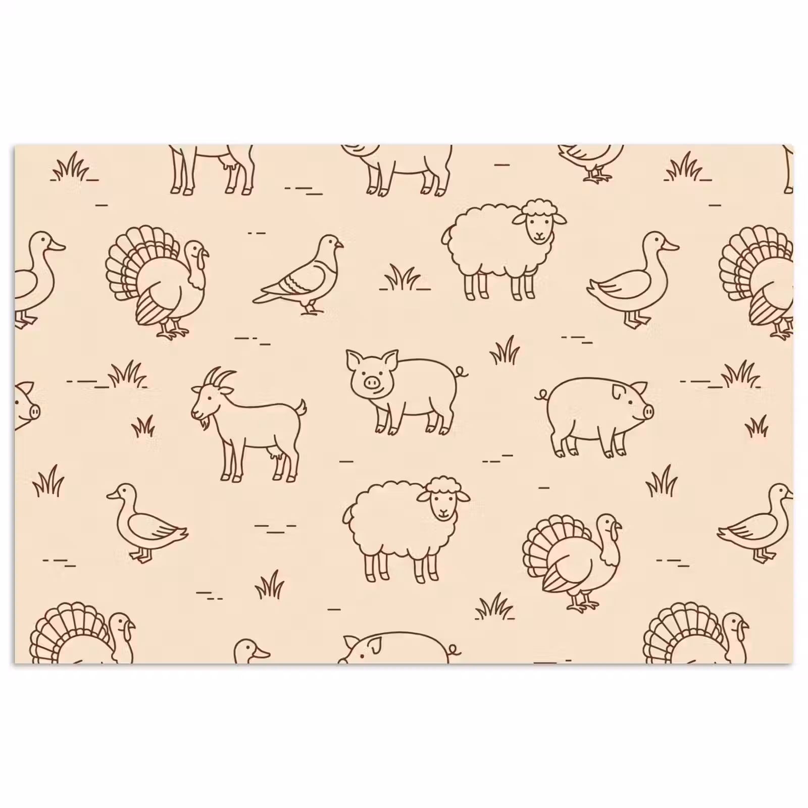 Poster - Tiere – Muster – Bauernhof – Minimalistisch – Beige — 1