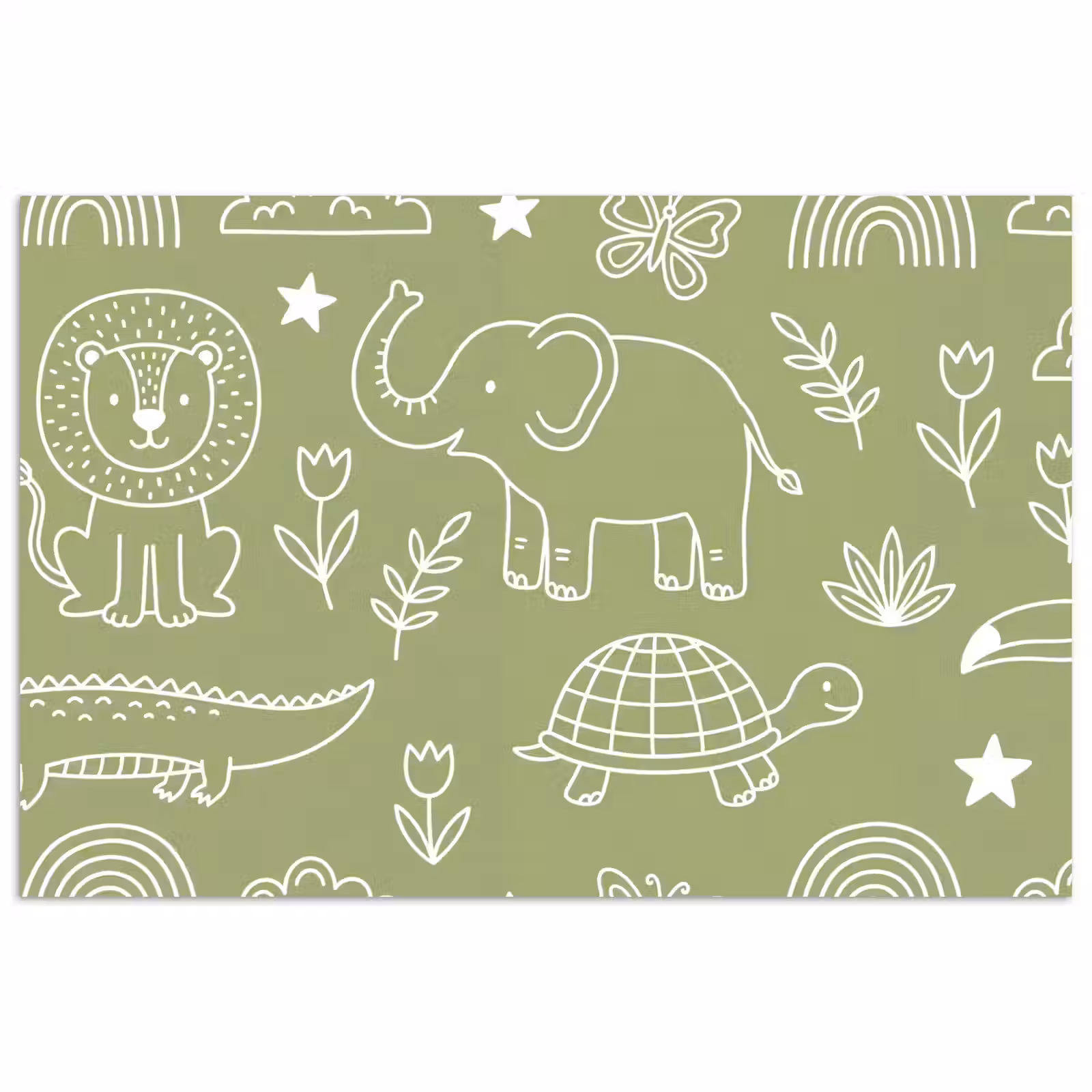 Poster - Tiere – Muster – Illustration – Natur – Grün — 1