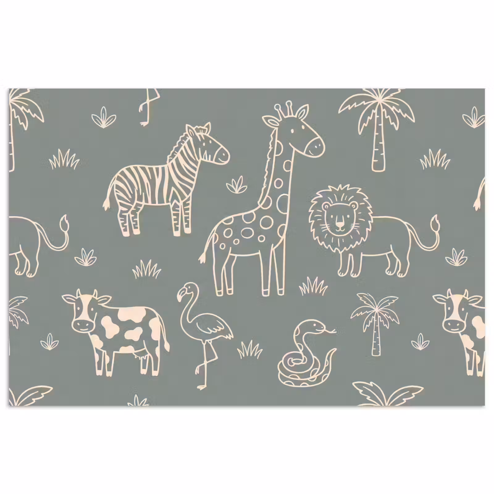 Poster - Tiere – Safari – Muster – Illustration – Grün — 1