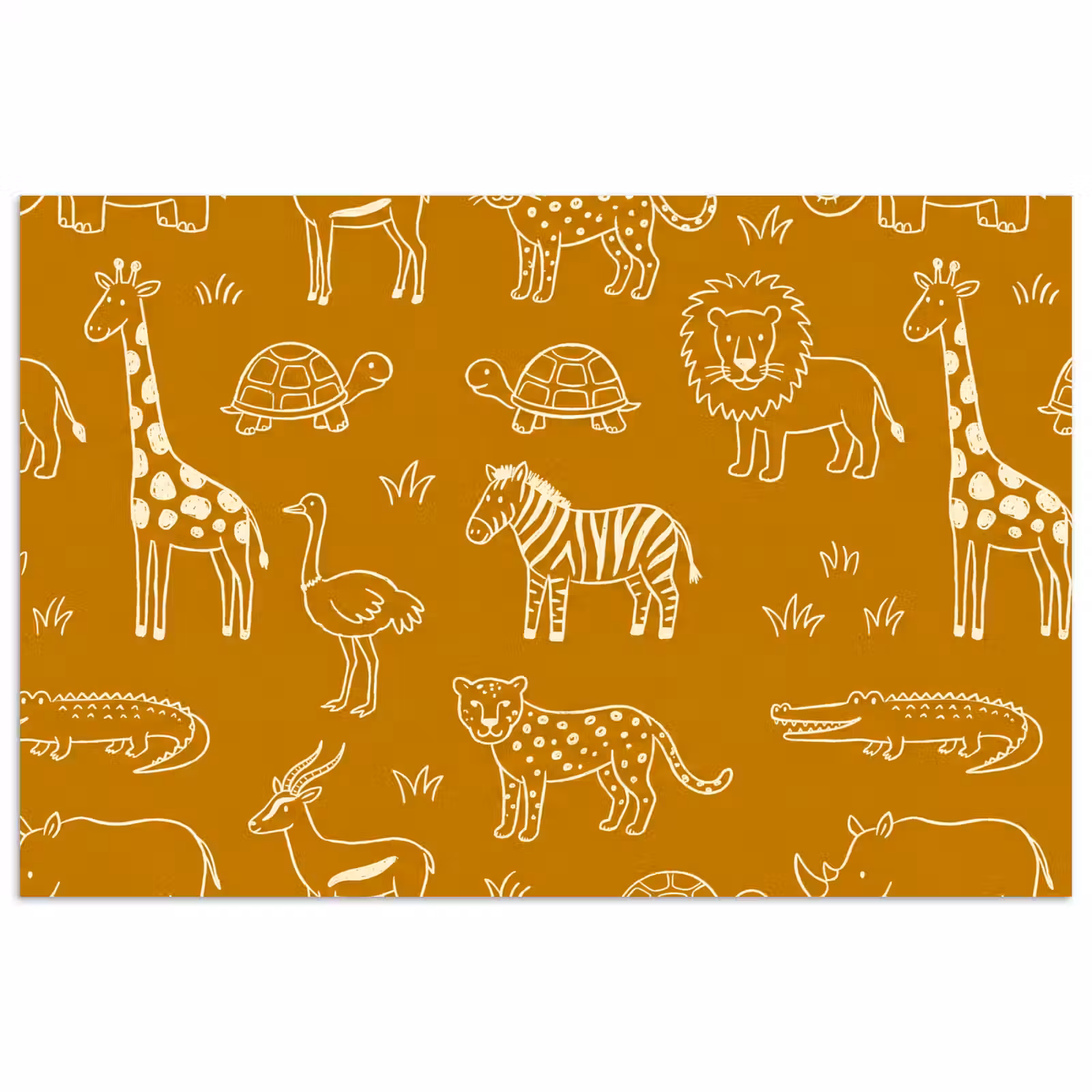 Poster - Tiere – Safari – Muster – Kindlich – Ocker — 1