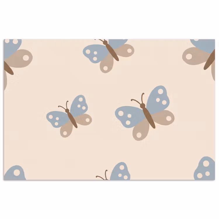 Poster - Insekt – Schmetterlingsmuster – Abstrakt – Blau – Beige — 1