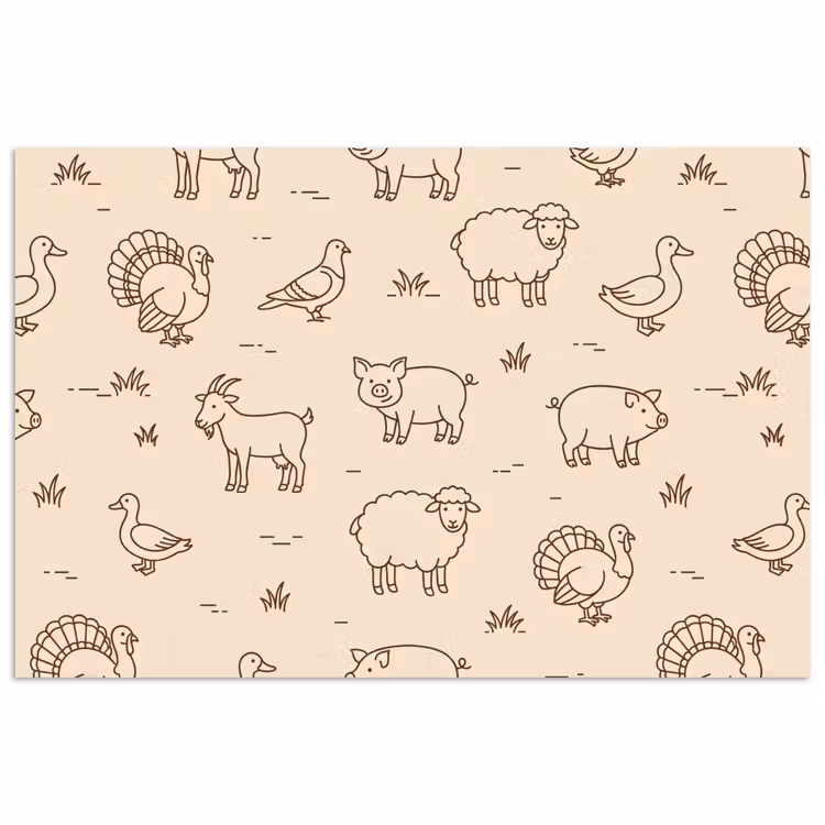 Poster - Tiere – Muster – Bauernhof – Minimalistisch – Beige — 1