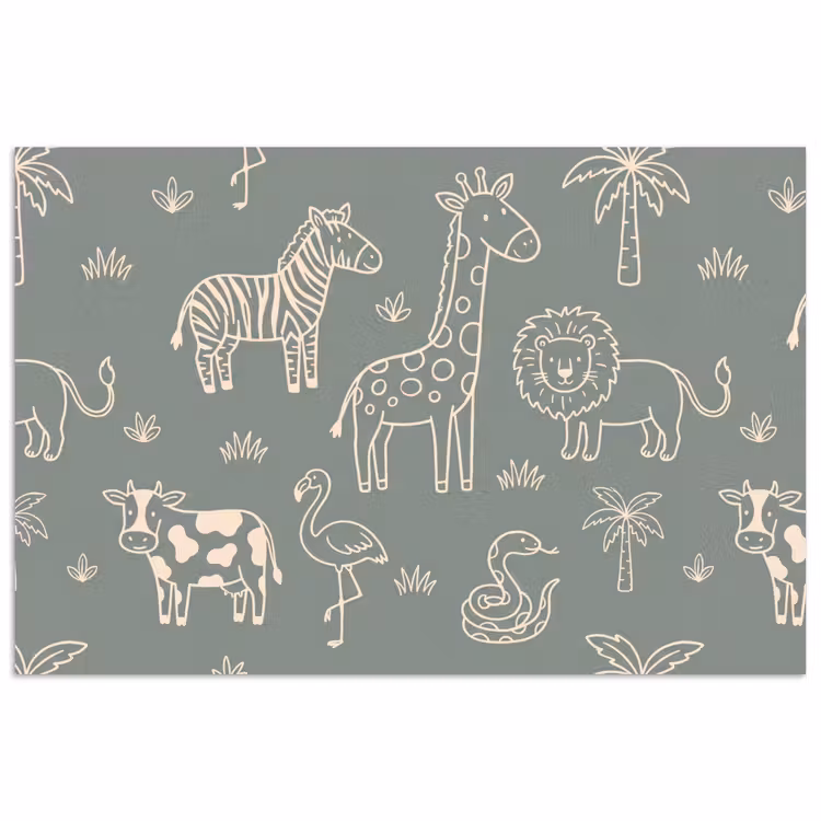 Poster - Tiere – Safari – Muster – Illustration – Grün — 1