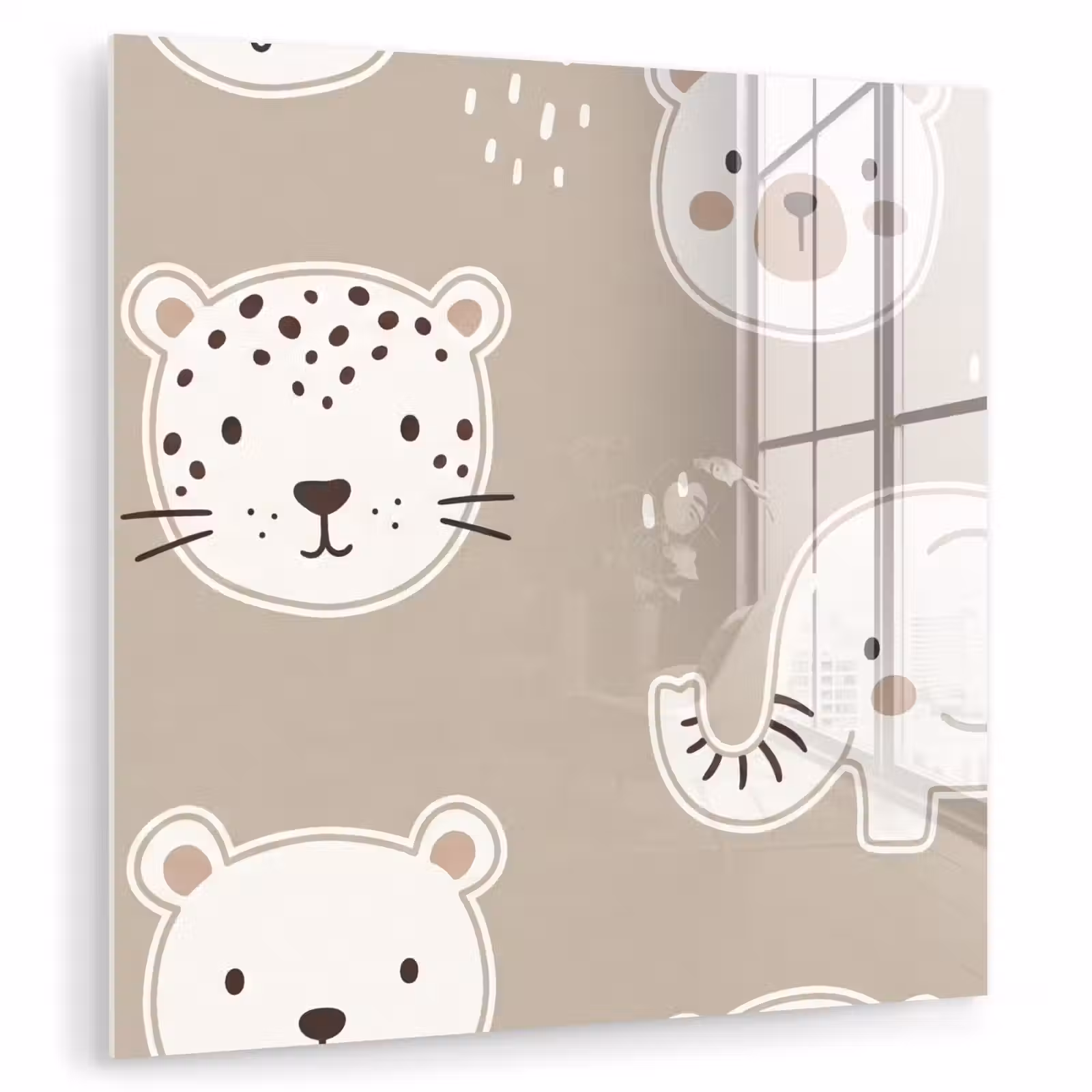 Glasbild - Tiere – Muster – Illustration – Modern – Beige — 1
