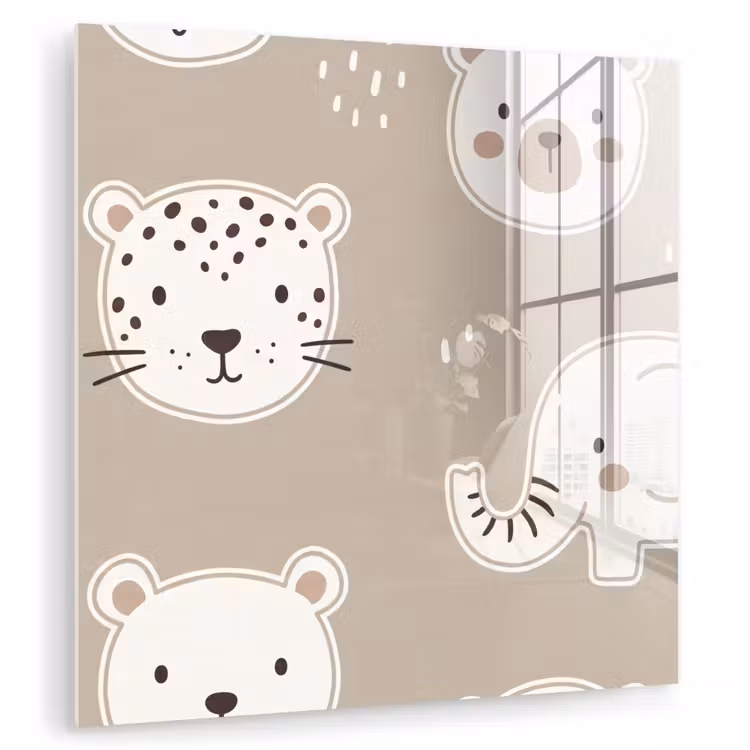 Glasbild - Tiere – Muster – Illustration – Modern – Beige — 1