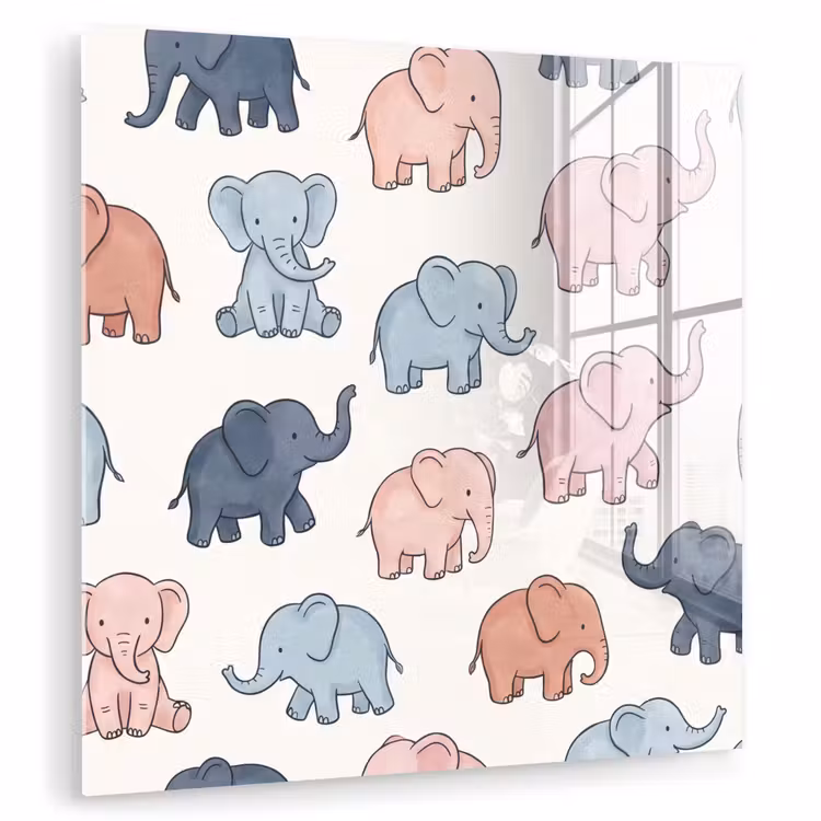 Glasbild - Tiere – Muster – Kinderzimmer – Pastell – Verspielt — 1