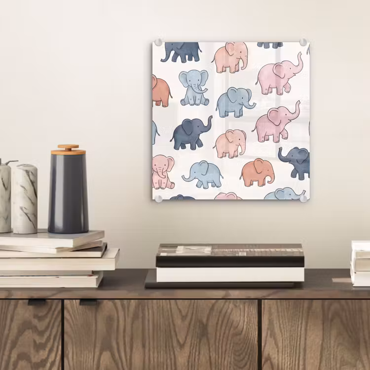 Glasbild - Tiere – Muster – Kinderzimmer – Pastell – Verspielt — 2