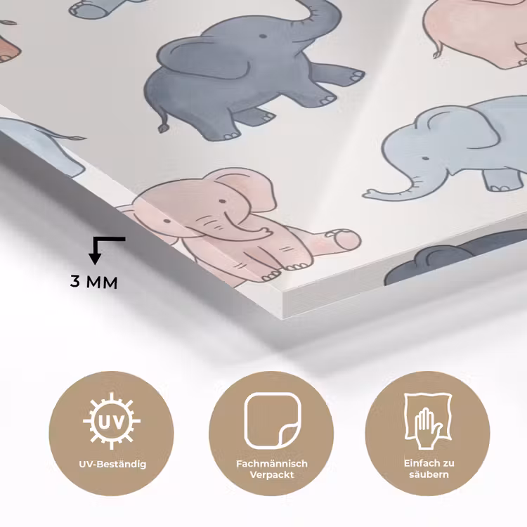 Glasbild - Tiere – Muster – Kinderzimmer – Pastell – Verspielt — 3