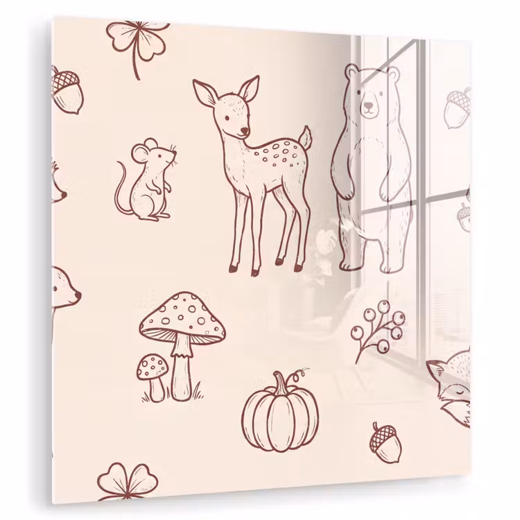 Glasbild - Tiere – Wald – Natur – Skizze – Muster — 1