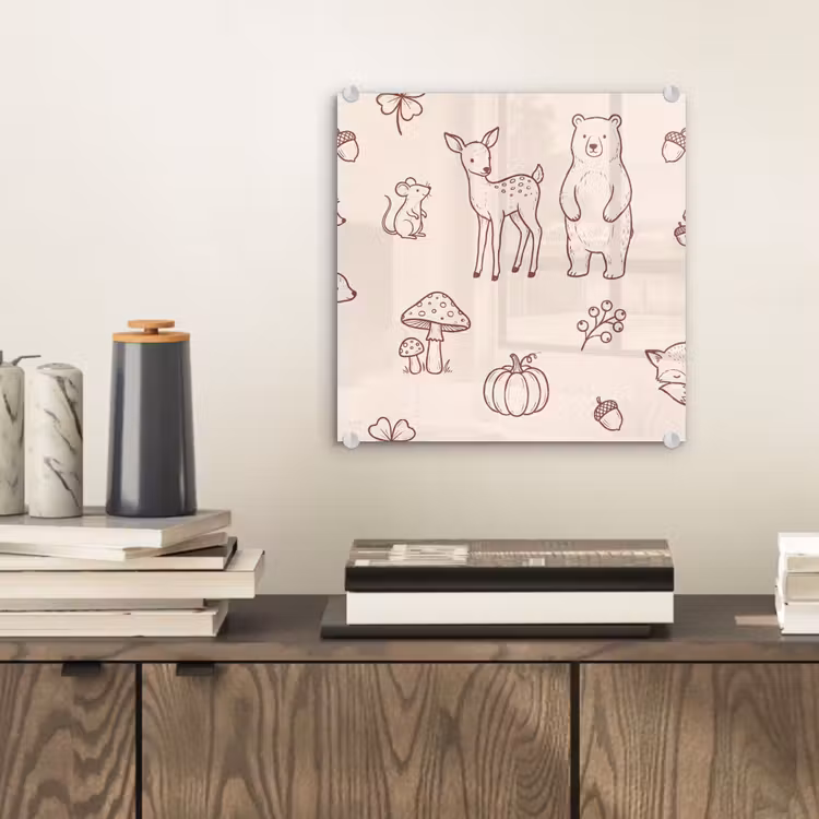 Glasbild - Tiere – Wald – Natur – Skizze – Muster — 2