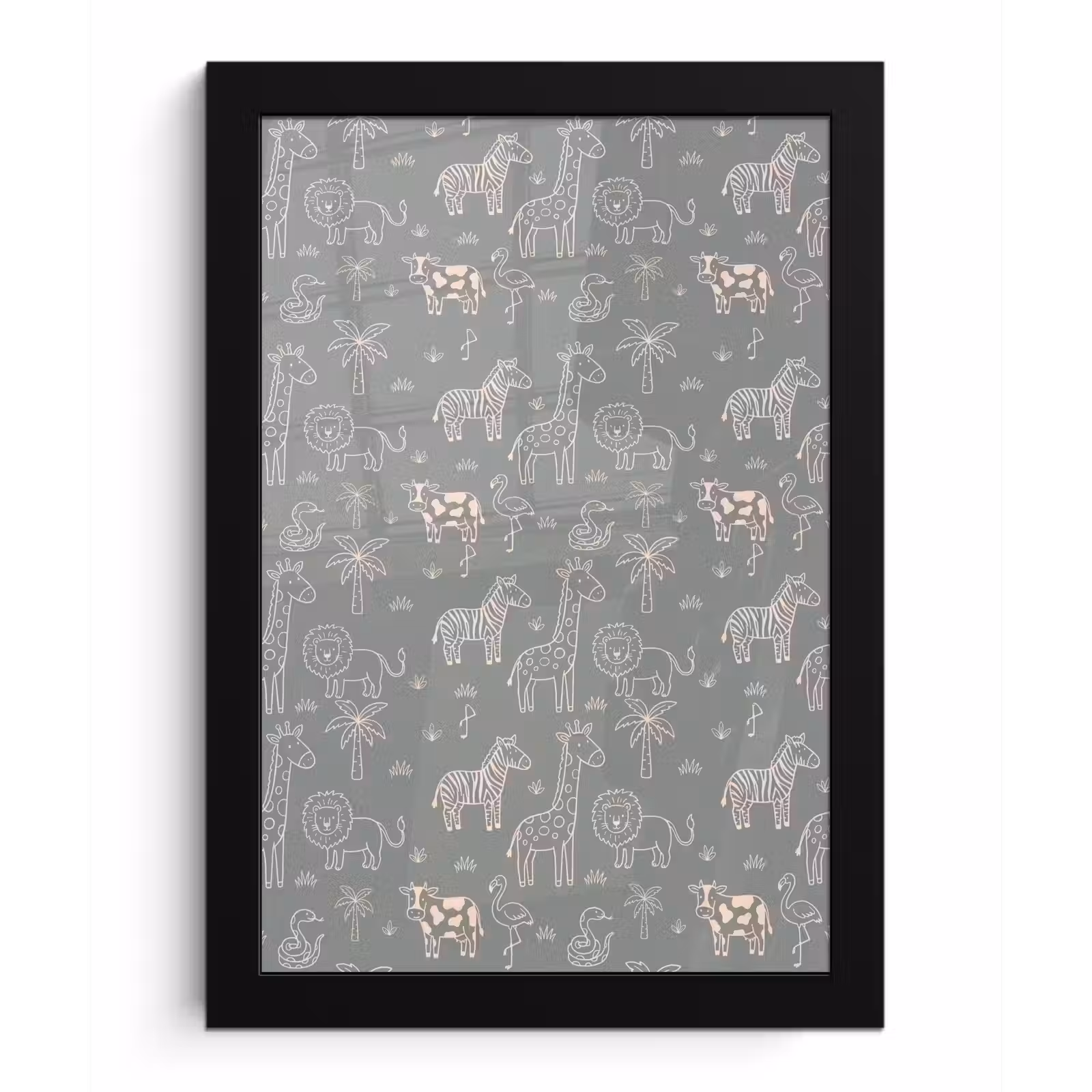 Bilder mit Rahmen - Tiere – Safari – Muster – Illustration – Grün — 1