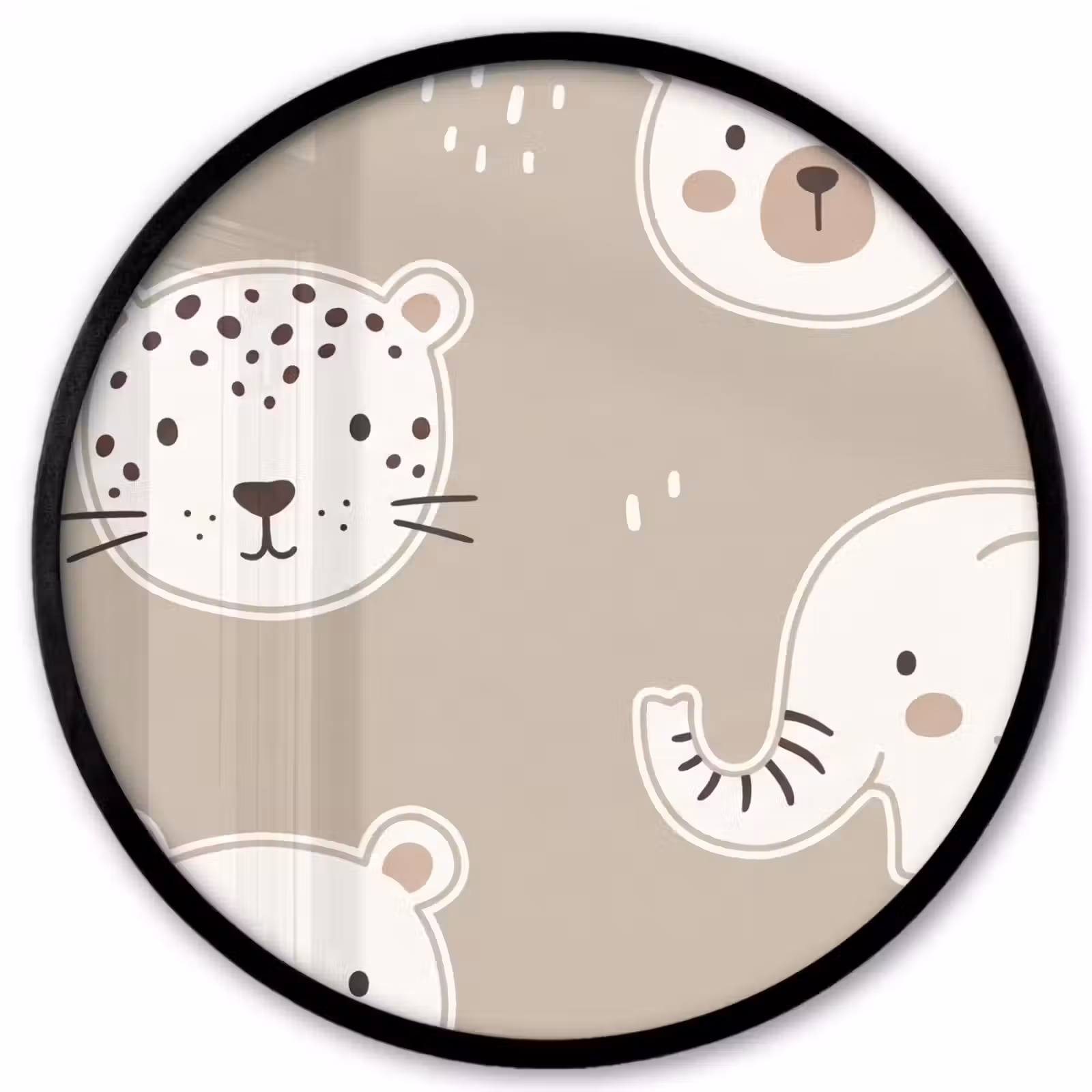 Poster im Rahmen Rund - Tiere – Muster – Illustration – Modern – Beige — 1