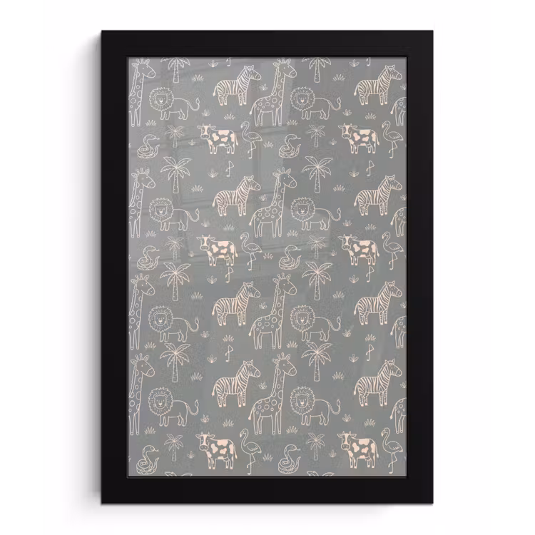 Bilder mit Rahmen - Tiere – Safari – Muster – Illustration – Grün — 1