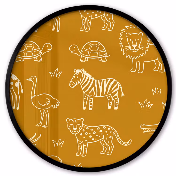 Poster im Rahmen Rund - Tiere – Safari – Muster – Kindlich – Ocker — 1