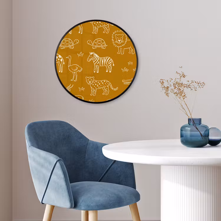 Poster im Rahmen Rund - Tiere – Safari – Muster – Kindlich – Ocker — 4
