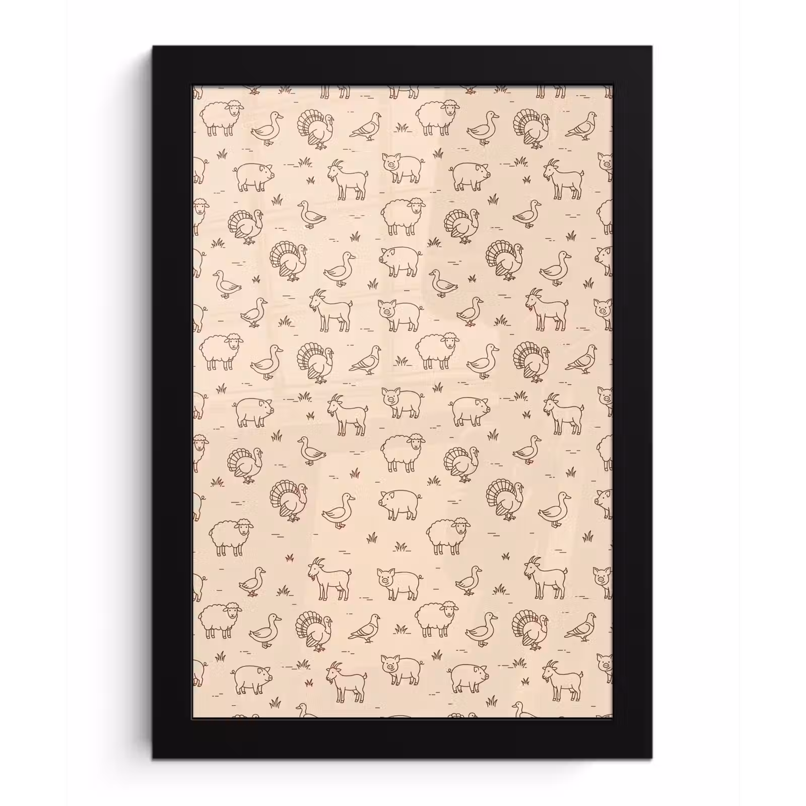Bilder mit Rahmen - Tiere – Muster – Bauernhof – Minimalistisch – Beige — 1