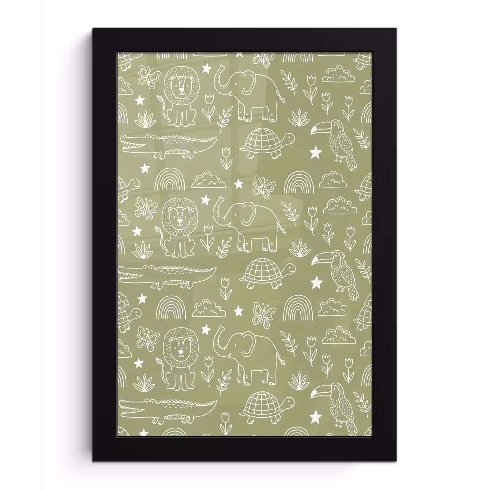 Bilder mit Rahmen - Tiere – Muster – Illustration – Natur – Grün — 1