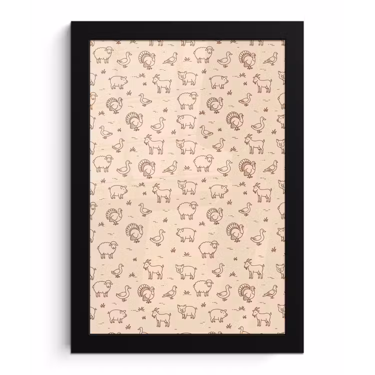 Bilder mit Rahmen - Tiere – Muster – Bauernhof – Minimalistisch – Beige — 1