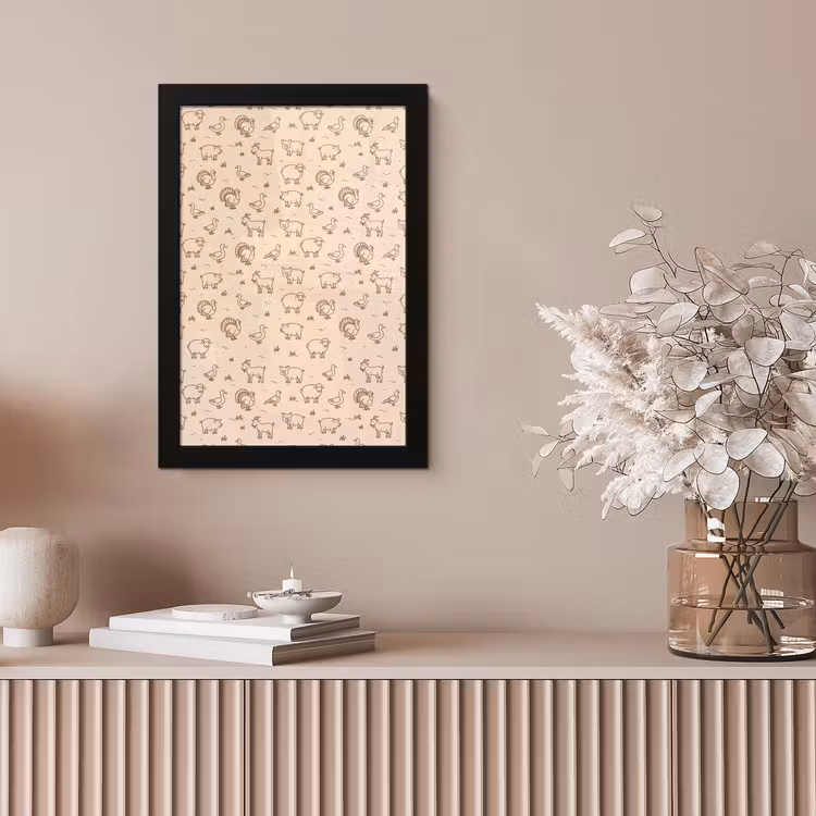 Bilder mit Rahmen - Tiere – Muster – Bauernhof – Minimalistisch – Beige — 4